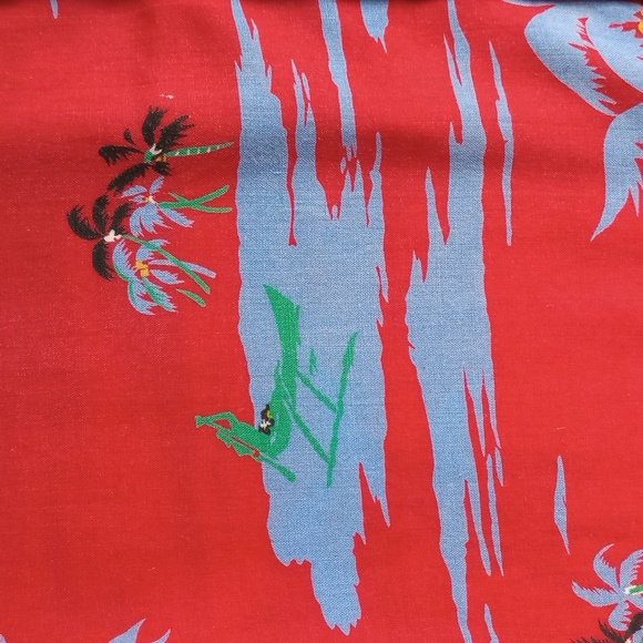 Vintage Kennington California Hawaiian Button Up Shirt Red & Blue Mens Large - Picture 6 of 10